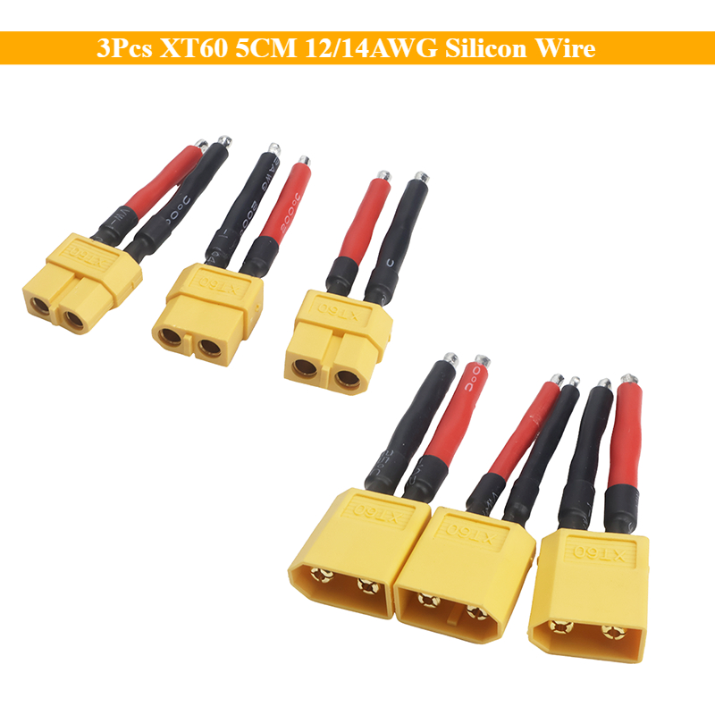 3Pcs XT60 5CM 12/14AWG Silicon - Drone Battery Connector review and price