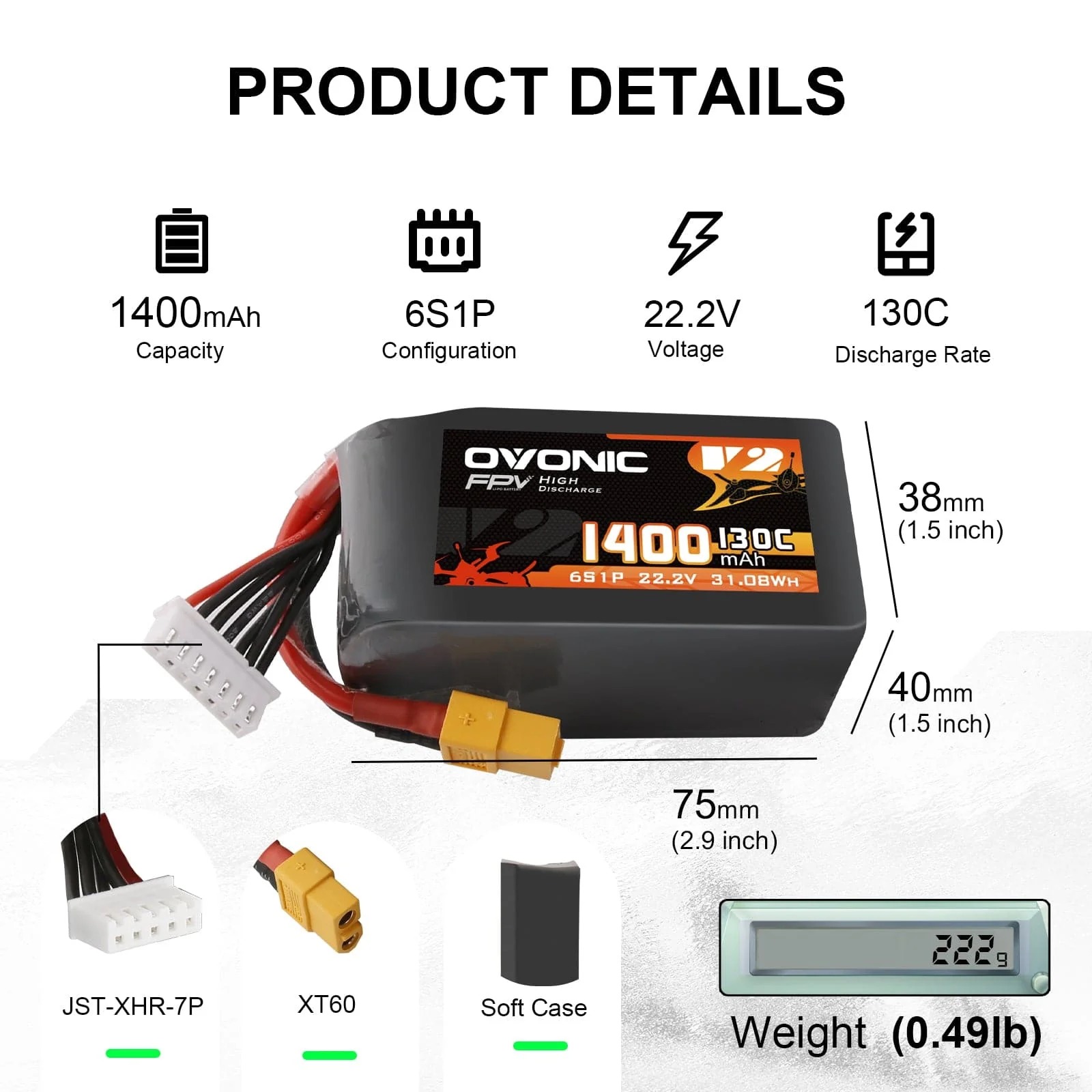 Ovonic 6S LiPo Battery 22.2V 1 - Drone Battery 6S review and price